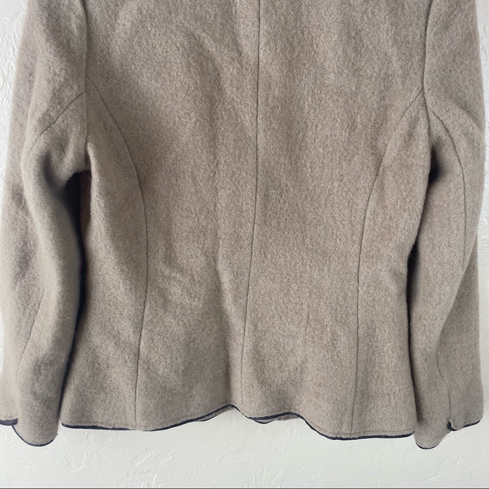 Katherine Barclay Wool Snap Front Jacket Dark Brown Piping Pockets Small - Picture 5 of 9